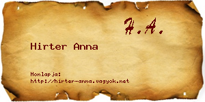 Hirter Anna névjegykártya